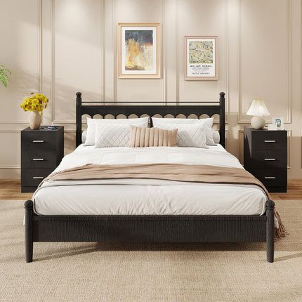 Dreamade Night Stand with Charging Station - 26’’ Tall Side End Table