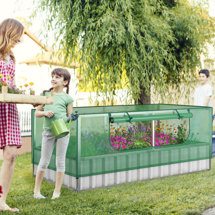 Dreamade 69”x36”x28” Raised Garden Bed with Cover, 16.5 Cu.Ft Galvanized Steel Planter Box Kit