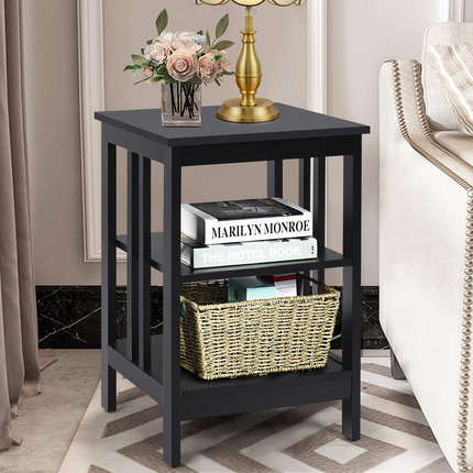 Dreamade Nightstand 3-Tier Sofa Side Table W/Reinforced Bars and Stable Structure