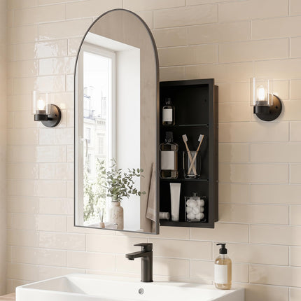 Dreamade 34" x 22" Brushed Metal Wall-Mounted Medicine Cabinet for Bathroom