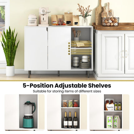 Dreamade Buffet Cabinet with Storage, Wooden Sideboard with 2-Door Cabinet, 2 Cubes