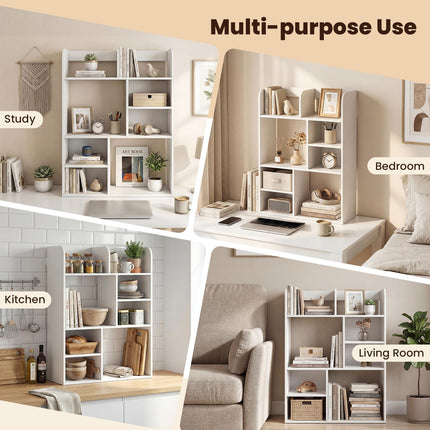 Dreamade 3-Tier Desktop Bookshelf | 23.5" Desk Hutch Dorm with 8 Open Storage Cubes