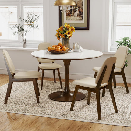 Dreamade Wooden Dining Chair Set of 2/4 Mid-Century Modern Upholstered Side Armless Chair