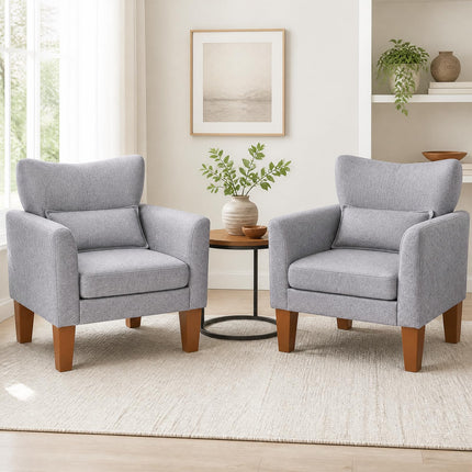 Dreamade Modern Accent Chair with Removable Seat Cushion & Pillow | Upholstered Armchair w/ Strong Support Legs