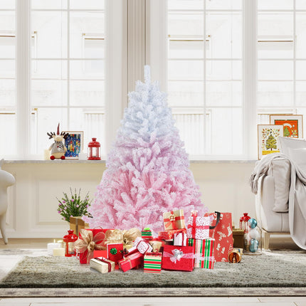 Dreamade Pink Gradient & White Snow Flocked Christmas Tree | Home Office Decoration