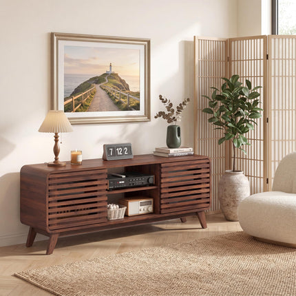 Dreamade 58" Mid Century Modern TV Stand for 65 inch TV with Grille Doors