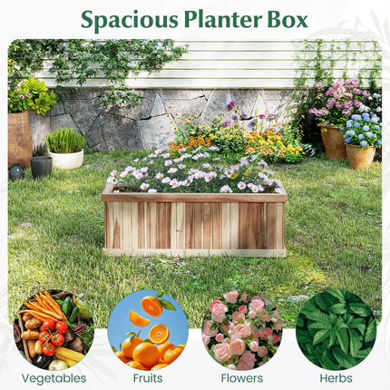 Dreamade Rectangular Acacia Wood Raised Garden Bed w/Drainage Gaps
