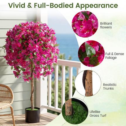 Dreamade 2 Pack Artificial Azalea Trees with Vivid Blooming Flowers for Indoor Outdoor Decor