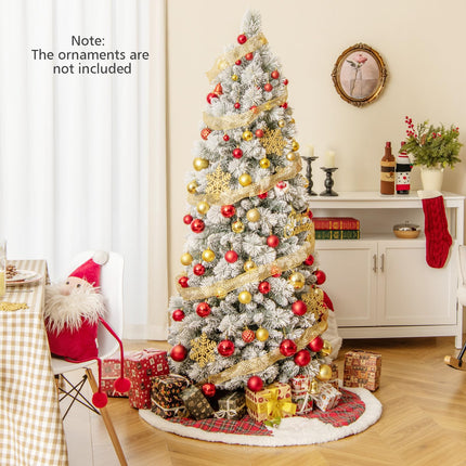 Dreamade 6ft / 7ft Pre-Lit Pop Up Christmas Tree Collapsible Snow Flocked Artificial Xmas Tree