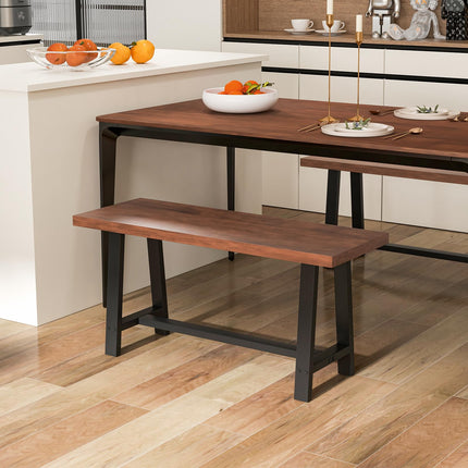 Dreamade 40” Wood Dining Bench, 2 Person Entryway Shoe Bench with Metal Frame, Rectangular End of Bed Bench