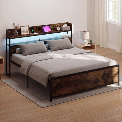 Dreamade King Size Bed Frame with Storage Headboard