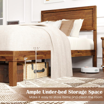 Dreamade Wood Bed Frames with Headboard, Mid Century Modern Platform Bed