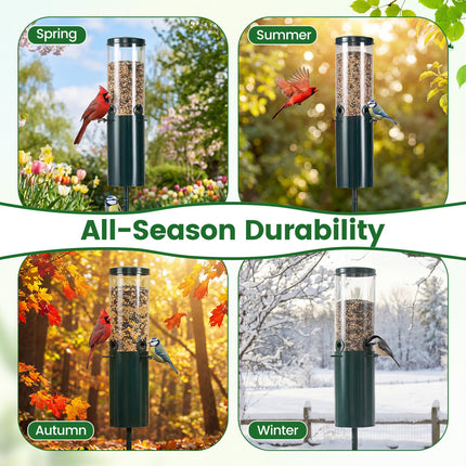 Dreamade 10 LBS Large Capacity Squirrel Proof Bird Feeder with Pole Mount and Baffle