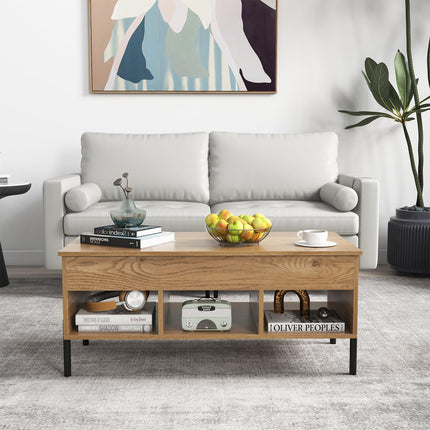 Dreamade Lift Top Coffee Table - Living Room Center Table with Lifting Tabletop, Natural