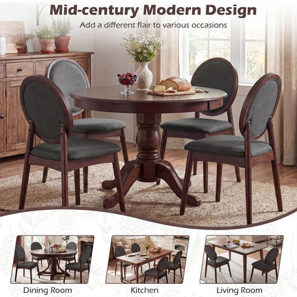 Dreamade Set of 2/4 Upholstered Linen Fabric Kitchen Side Chairs with Padded Seat