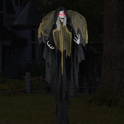 Dreamade 8.2 FT Halloween Standing Witch, Poseable Halloween Animatronic Prop with Light up Eyes