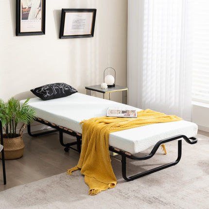 Dreamade Folding Bed with 4 Inch Mattress for Adults, Cot Size Rollaway Bed for Guest, 75"x 31"