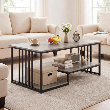 Dreamade 43.5" Coffee Table 2-Tier Center Table with Storage