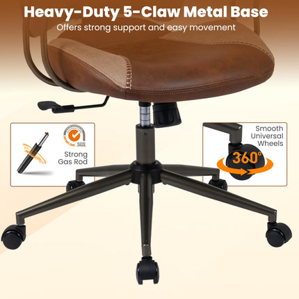 Dreamade Ergonomic Mid Century Modern Faux Fur Computer Desk Chair with 2D Headrest