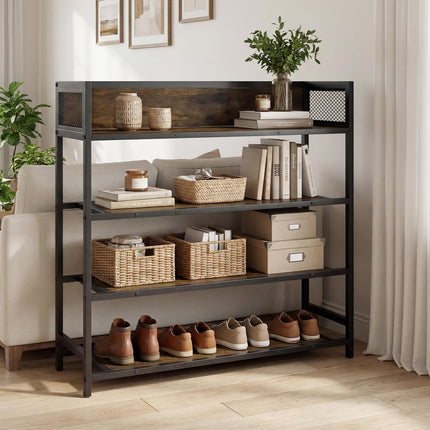 Dreamade 4-Tier Industrial Shoe Storage Organizer with Heavy Duty Metal Frame