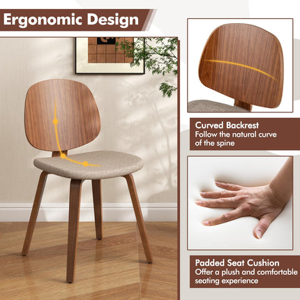Dreamade Wooden Dining Chairs Set of 2/4 Chenille Fabric Upholstered Kitchen Chair w/Bentwood Frame