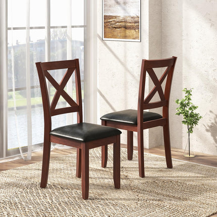 Dreamade Wood Dining Chairs, Faux Leather Upholstered Dining Chairs with Rubber Wood Legs