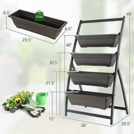 Dreamade 2 Pcs 4.1FT Vertical Raised Garden Bed, 4-Tier Elevated Planter Box