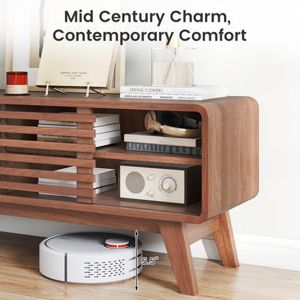 Dreamade TV Stand for TVs up to 55" with Sliding Door and Adjustable Shelves for Living Room