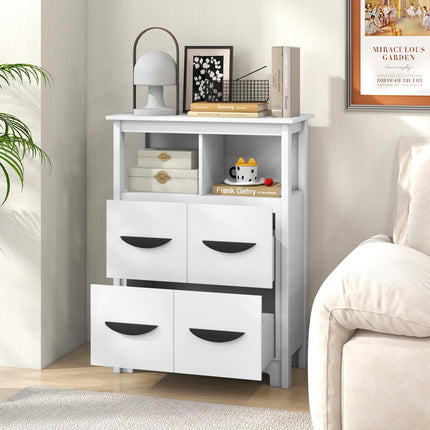 Dreamade Storage Cabinet with Large Drawers, Open Storage Compartments, Anti-Tipping Kit, White