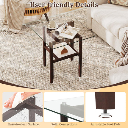 Dreamade Small Coffee Table 24" Glass End Table