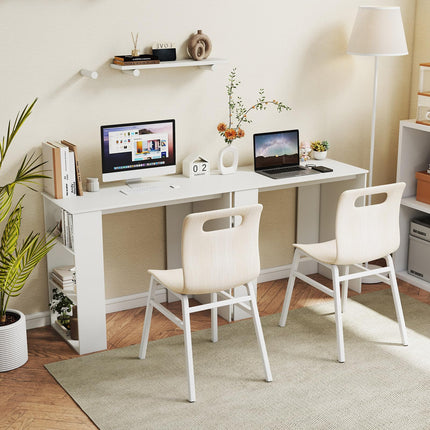 Dreamade 35.5 Inch Compact Home Office Desk with Storage Bookshelf
