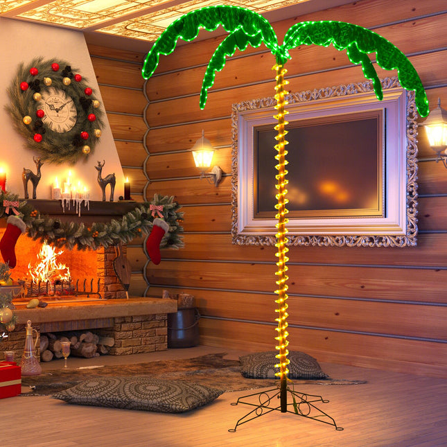 Dreamade 7.5 FT Lighted Palm Tree, Tropical Christmas Tree with 332 LED Lights