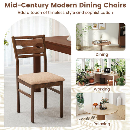 Dreamade Wooden Dining Chairs Set of 2/4 Fabric Upholstered Kitchen Armless Chairs