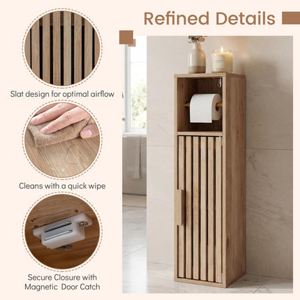 Dreamade Slim Bathroom Freestanding Toilet Paper Holder Stand with Door