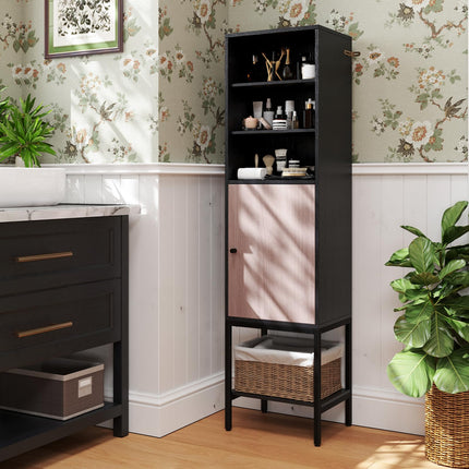 Dreamade 57” Tall Bathroom Storage Cabinet, Bathroom Floor Cabinet with Door, Adjustable Shelves & Foot Pads