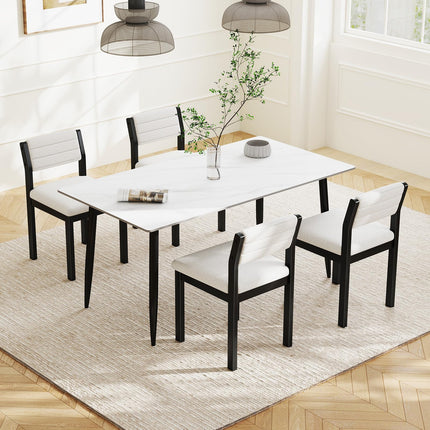 Dreamade Sherpa Kitchen Chairs with Wood Frame & Padded Seat