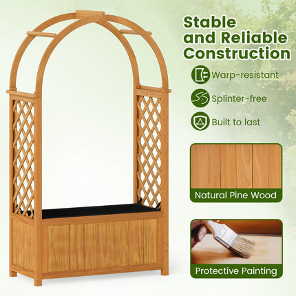 Dreamade Raised Garden Bed with Arch Lattice Trellis, for Climbing Vine Flower Vegetable