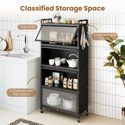 Dreamade 5-Tier Kitchen Storage Cabinet, Freestanding Metal Baker's Rack