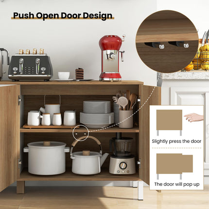 Dreamade 63” Buffet Cabinet with Storage, Farmhouse Kitchen Sideboard w/ 4 Cubes, Adjustable Shelves & Pop-up Doors