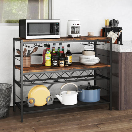 Dreamade 4-Tier Wine Rack Table - 7-Bottle Wine Bar Cabinet w/ 4 Wine Racks & 16 Glasses Holder