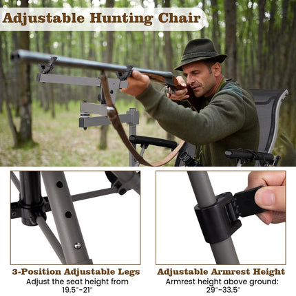 DREAMADE Hunting Chair with Gun Rest 360°Swivel Blind Chair