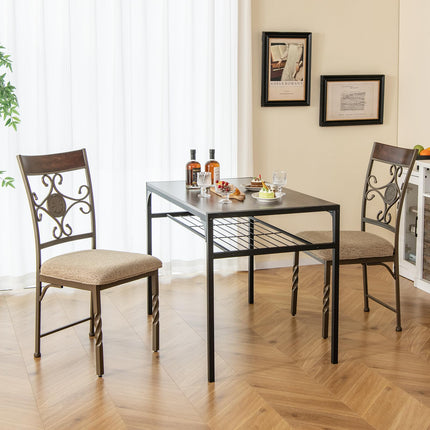 Dreamade Upholstered Dining Chair Set, Vintage Metal Dining Chairs with Soft Padded Seat Cushion
