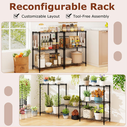 Dreamade Storage Shelves Adjustable Wire Shelf Rack w/4 Removable Hooks
