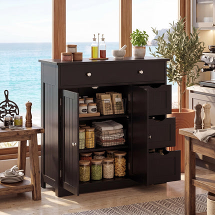 Dreamade Bathroom Storage Cabinet with 4 Drawers and 2 Doors