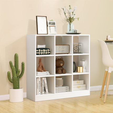 Dreamade 9-Cube Bookcase White - 4-Tier Freestanding Open Bookshelf