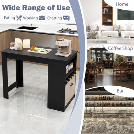 Dreamade Counter Height Bar Table with Storage Cabinet