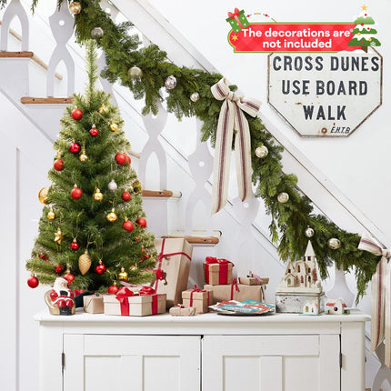 Dreamade 3ft Mini Artificial Christmas Tree, Unlit Green Holiday Tree with 116 Lifelike PVC Branch Tips