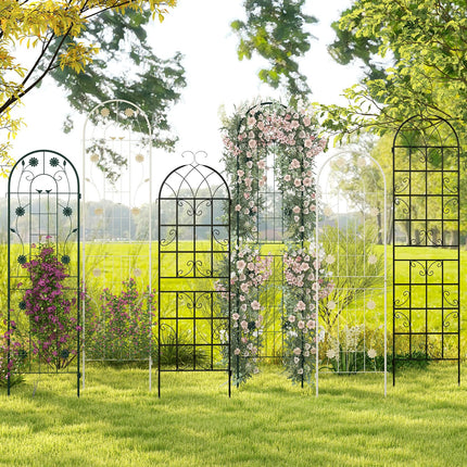 Dreamade Garden Trellis, Tall Galvanized Steel Trellis for Climbing Plants