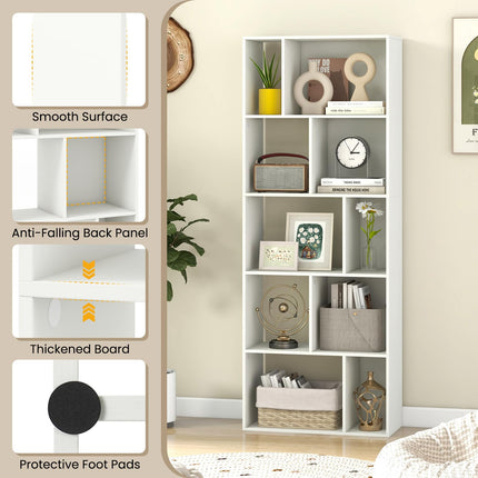 Dreamade 5-Tier Geometric Bookshelf, 63" Modern Tall Bookcase, 10-Cube Storage Organizer