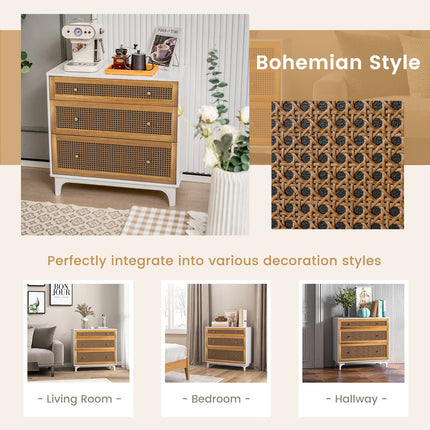 Dreamade 3-Drawer Dresser Chest for Bedroom - Storage Chest of Drawers with Anti-toppling Device